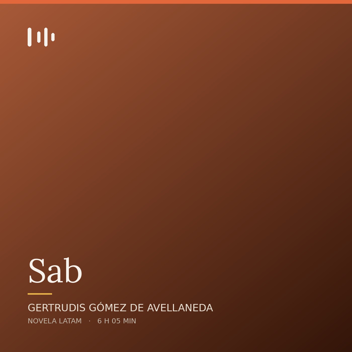 Portada de Sab, de Gertrudis Gómez de Avellaneda